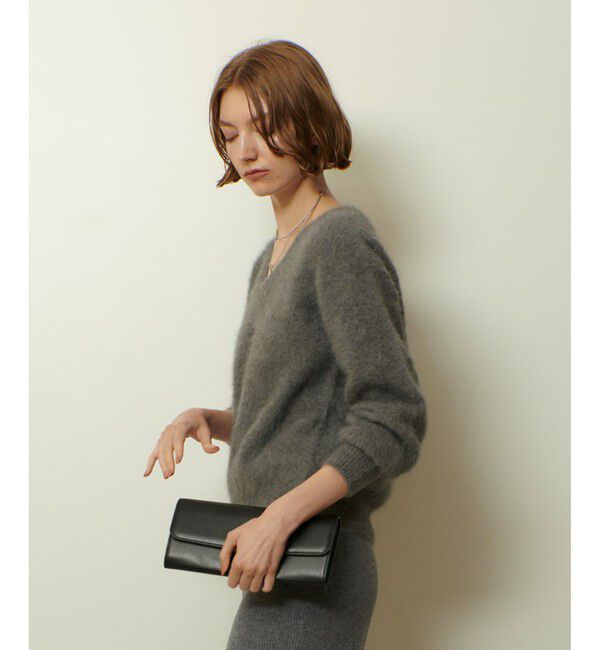 allureville「カシミヤブレンドファー加工Ｖプルオーバー」|ニット・セーター|
