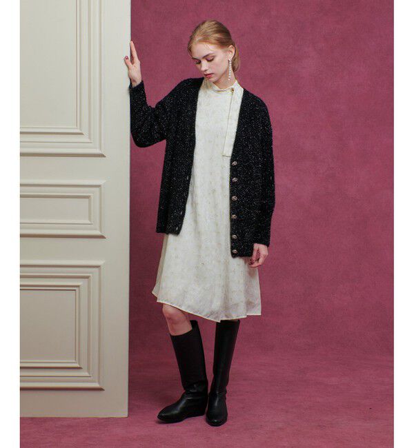 LOULOU WILLOUGHBY「【LOULOU WILLOUGHBY】フィルムラメミドルカーディガン」|カーディガン|