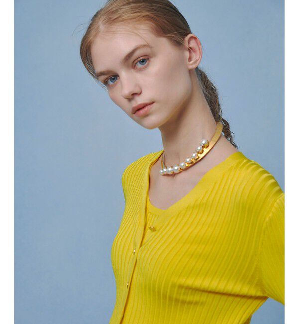 LOULOU WILLOUGHBY「【LOULOU WILLOUGHBY】ワイドリブヘムフリルカーディガン」|カーディガン|イエロー