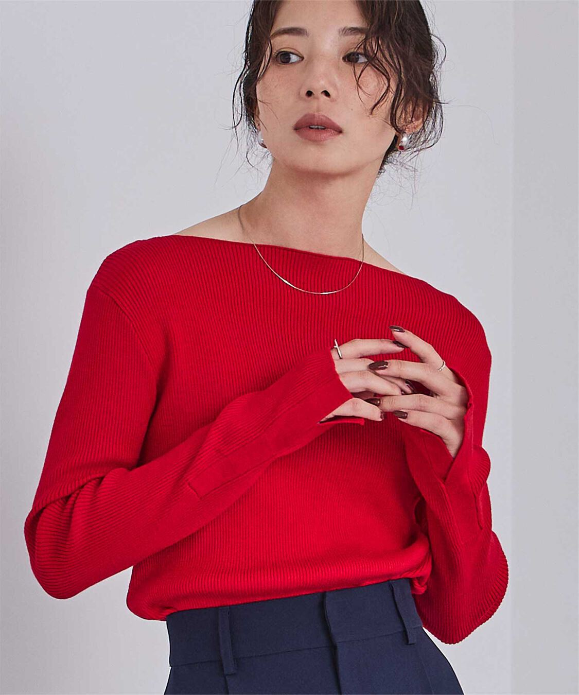 ur's「ボートネックスリットスリーブリブニット」|ニット・セーター|