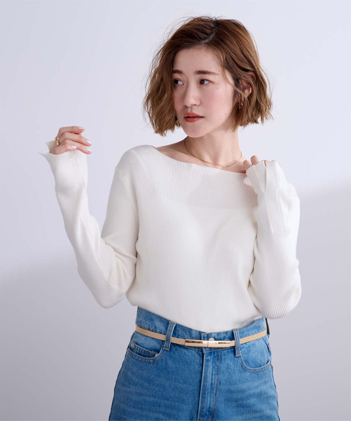 ur's「ボートネックスリットスリーブリブニット」|ニット・セーター|