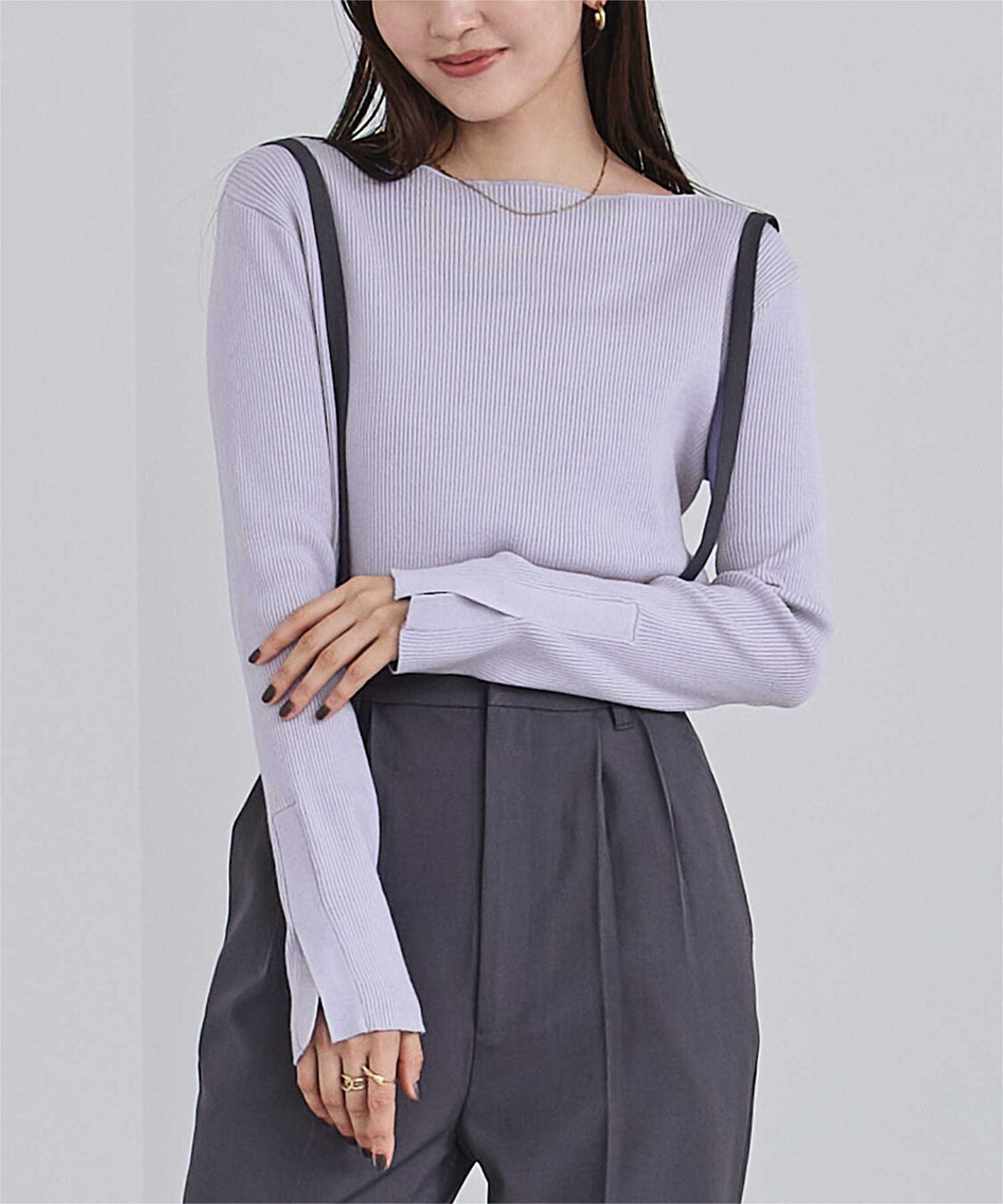 ur's「ボートネックスリットスリーブリブニット」|ニット・セーター|ラベンダー