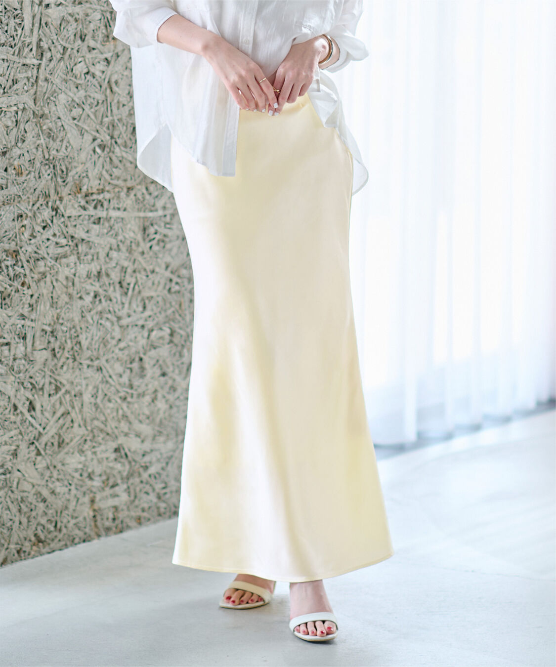 ur's「サテンマーメイドマキシスカート」|スカート|ライトイエロー