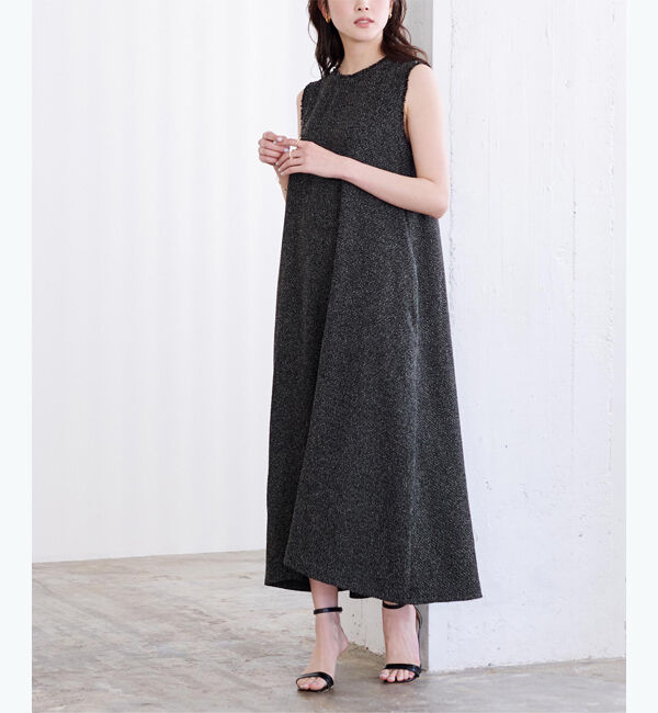 ur's「サマーツイードフレアワンピース」|ワンピース|杢ブラック