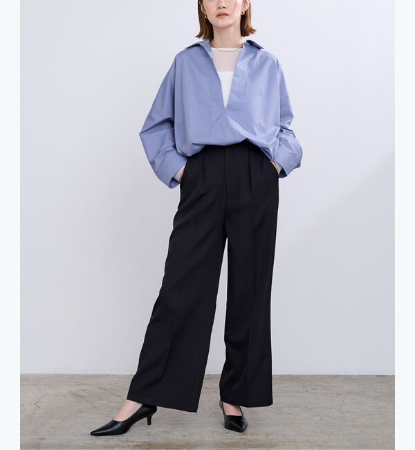 ur's「スキッパーネックドルマンスリーブオーバーサイズシャツ」|シャツ・ブラウス|