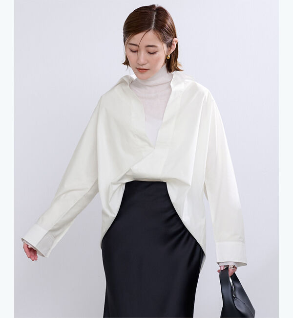 ur's「スキッパーネックドルマンスリーブオーバーサイズシャツ」|シャツ・ブラウス|