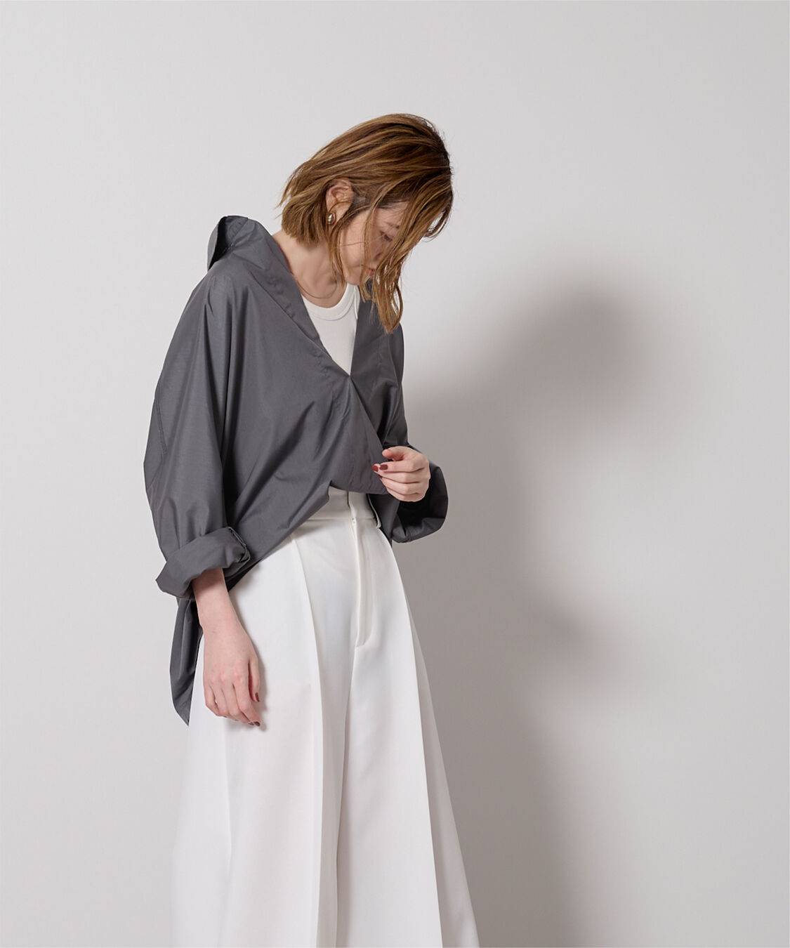 ur's「スキッパーネックドルマンスリーブオーバーサイズシャツ」|シャツ・ブラウス|