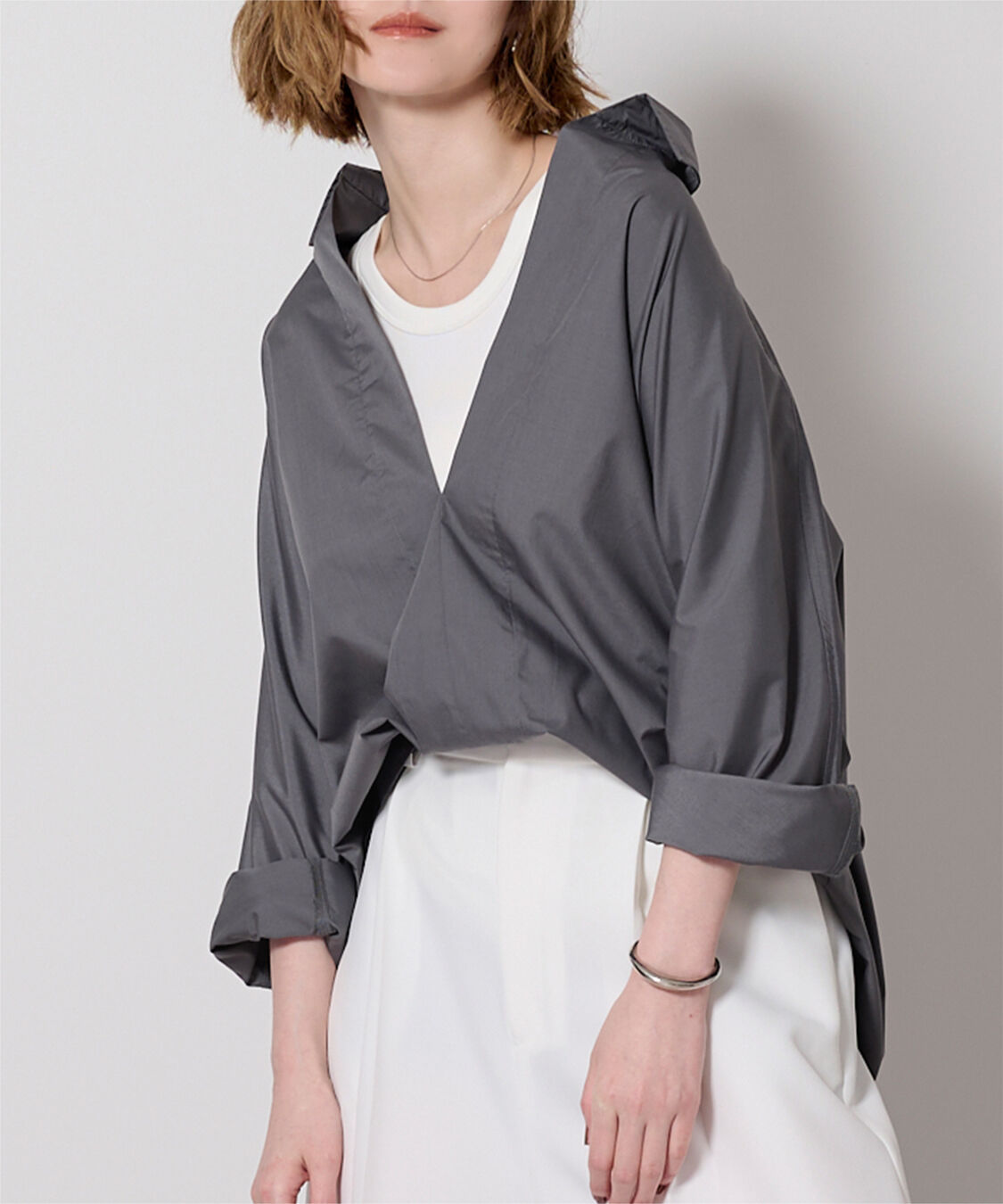 ur's「スキッパーネックドルマンスリーブオーバーサイズシャツ」|シャツ・ブラウス|