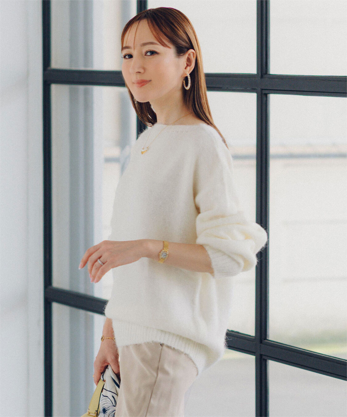 ur's「【星玲奈さんコラボアイテム】ヤクライクボートネックボリュームスリーブニット」|ニット・セーター|