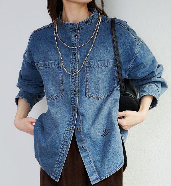  「デニムバンドカラーシャツ」|シャツ・ブラウス|ブルー