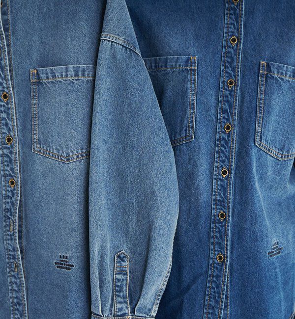  「デニムバンドカラーシャツ」|シャツ・ブラウス|