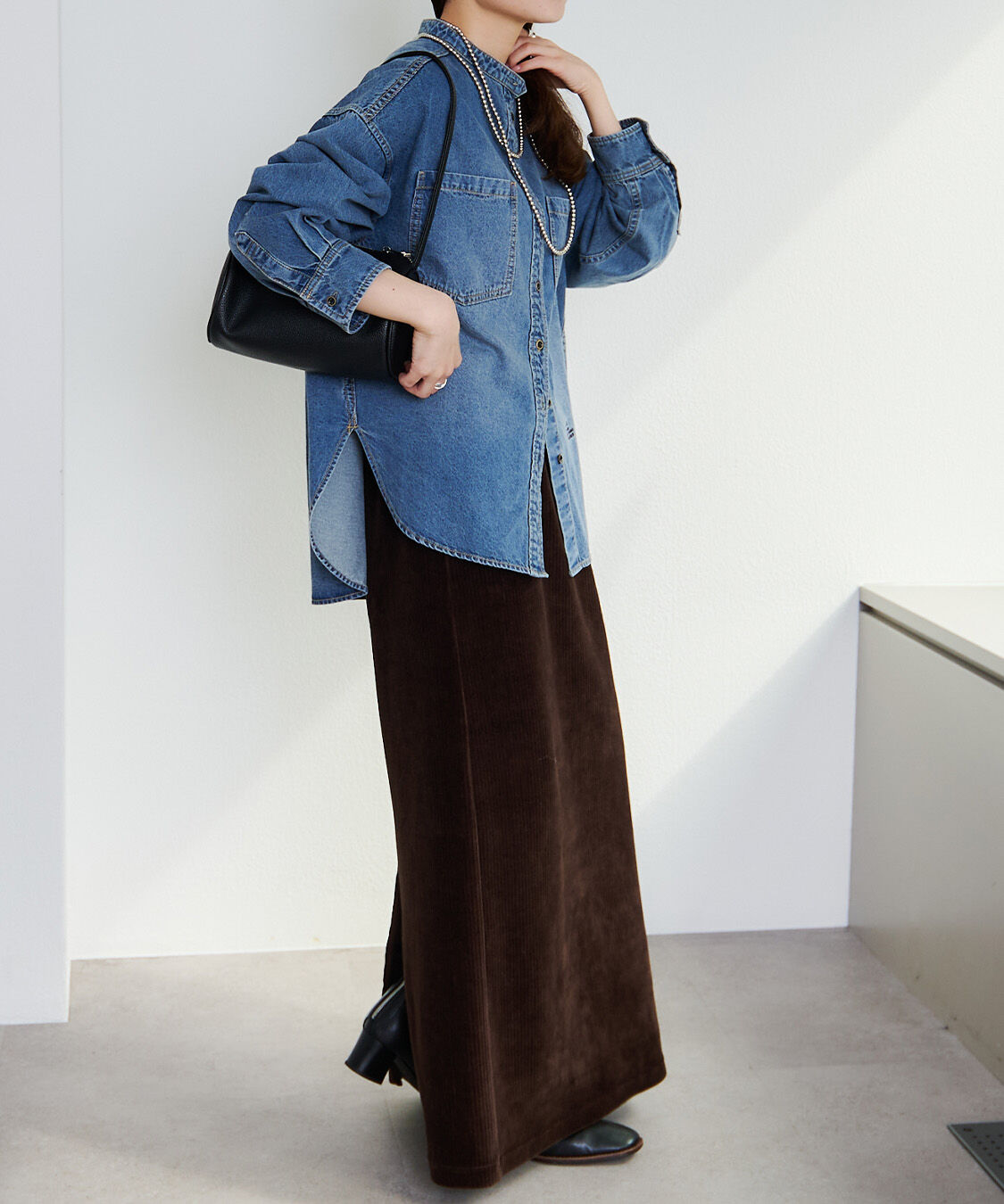  「デニムバンドカラーシャツ」|シャツ・ブラウス|