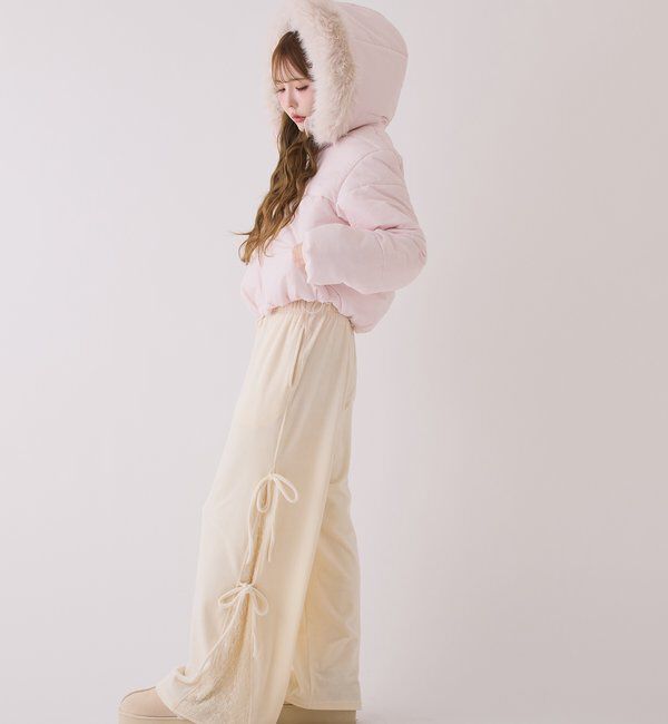  「ファー付きショートフェイクダウン」|ダッフルコート|