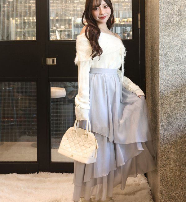  「パール&times;ビジューオフショルニット」|ニット・セーター|