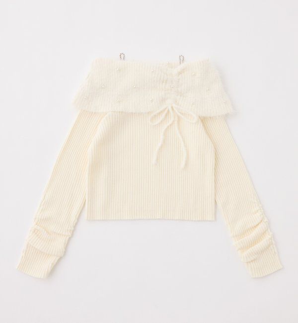  「パール&times;ビジューオフショルニット」|ニット・セーター|