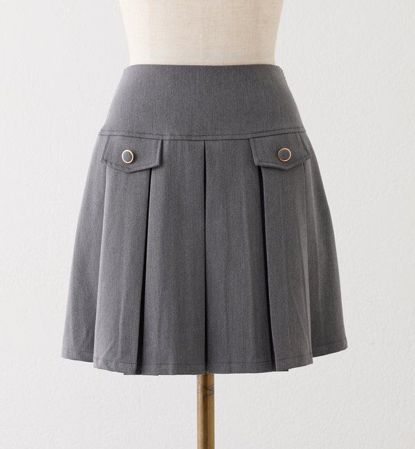  「金ボタンボックスプリーツミニスカート」|スカート|