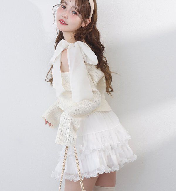  「キラキラボタンアイレットカーデ」|ニット・セーター|