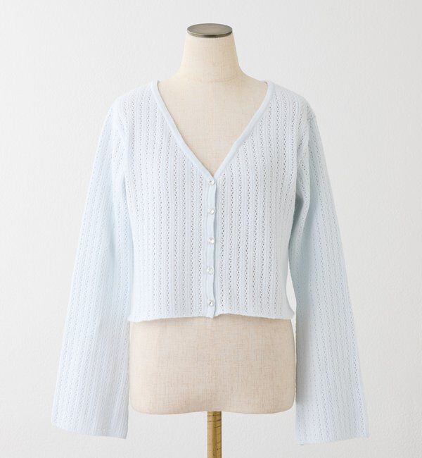  「キラキラボタンアイレットカーデ」|ニット・セーター|