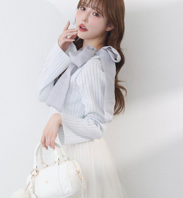  「キラキラボタンアイレットカーデ」|ニット・セーター|