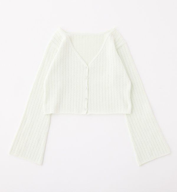  「キラキラボタンアイレットカーデ」|ニット・セーター|