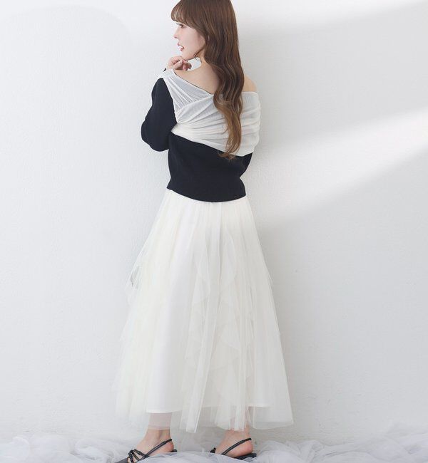  「異素材ドッキングオフショルニット」|ニット・セーター|