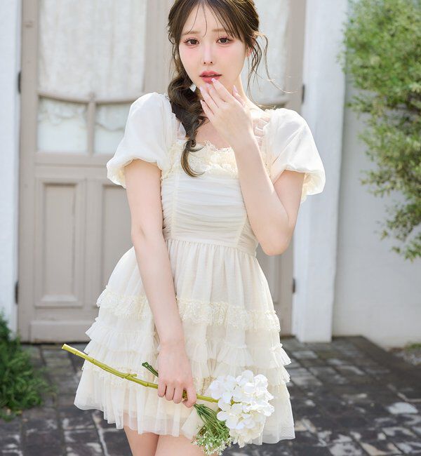 「【Tulle Collection】ティアードミニワンピース」|ワンピース|