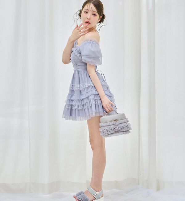  「【Tulle Collection】ティアードミニワンピース」|ワンピース|