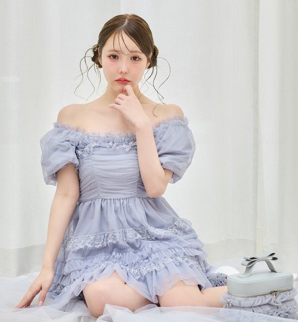  「【Tulle Collection】ティアードミニワンピース」|ワンピース|