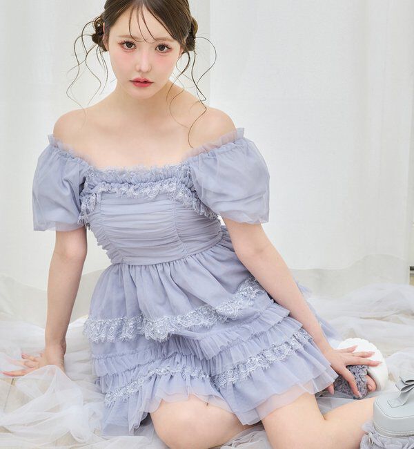  「【Tulle Collection】ティアードミニワンピース」|ワンピース|