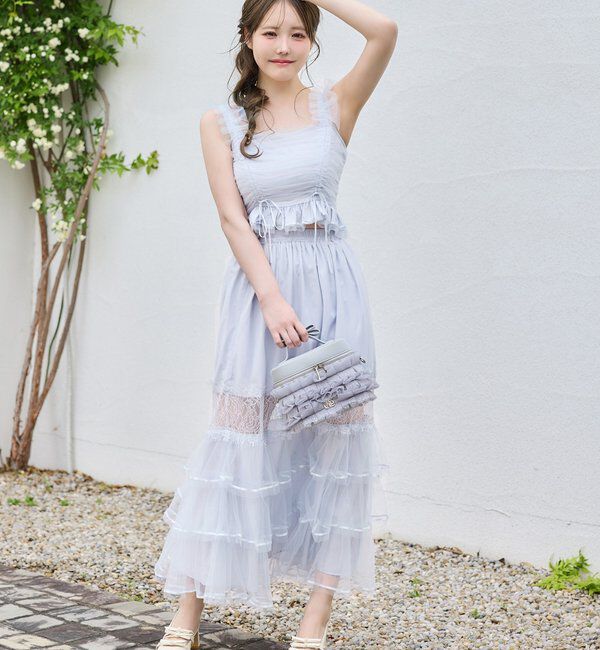 「【Tulle Collection】チュールロングスカート」|スカート|