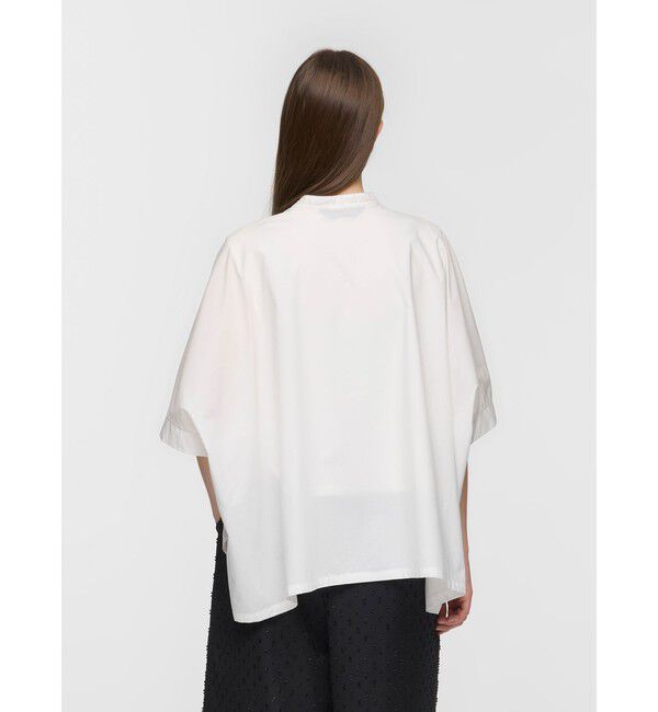 mizuiro ind「mizuiro ind ハーフスリーブスタンドカラーワイドシャツ」|シャツ・ブラウス|