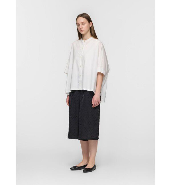 mizuiro ind「mizuiro ind ハーフスリーブスタンドカラーワイドシャツ」|シャツ・ブラウス|