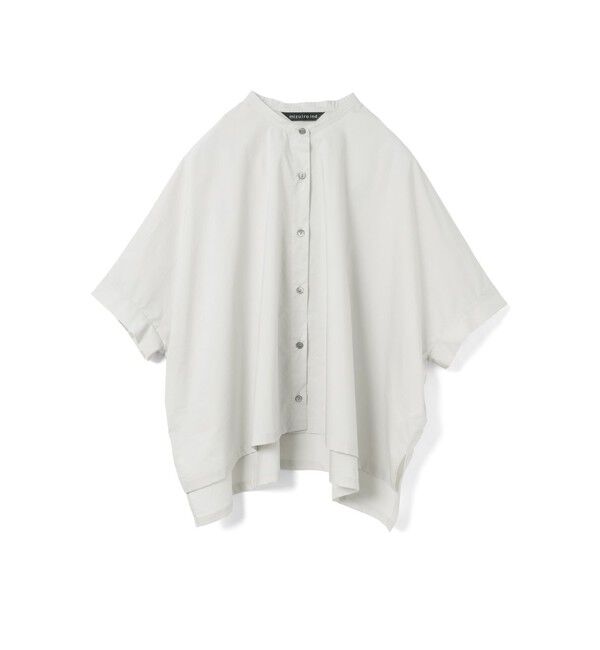 mizuiro ind「mizuiro ind ハーフスリーブスタンドカラーワイドシャツ」|シャツ・ブラウス|ライトグレー