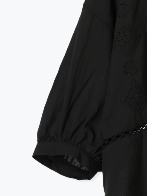 Samansa Mos2「レース切替バンドカラーブラウス」|シャツ・ブラウス|