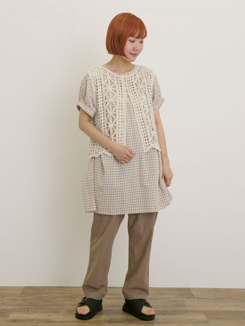 Samansa Mos2「袖口ギャザー前後2WAYチュニック」|シャツ・ブラウス|