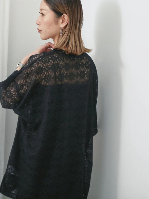 Samansa Mos2 blue「レースTシャツ」|Tシャツ・カットソー|