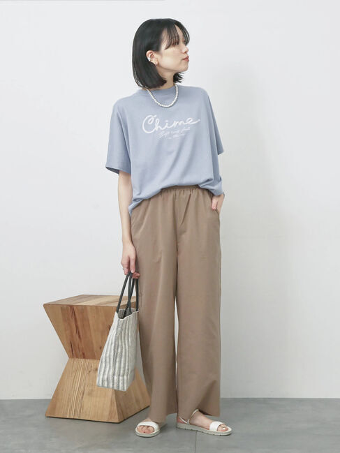 Samansa Mos2 blue「ハイウエストワイドイージーパンツ」|その他|