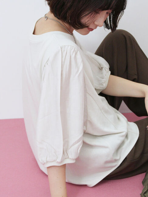 Samansa Mos2 blue「袖ボリュームTシャツ」|Tシャツ・カットソー|