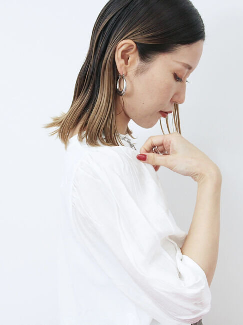 Samansa Mos2 blue「袖ボリュームTシャツ」|Tシャツ・カットソー|