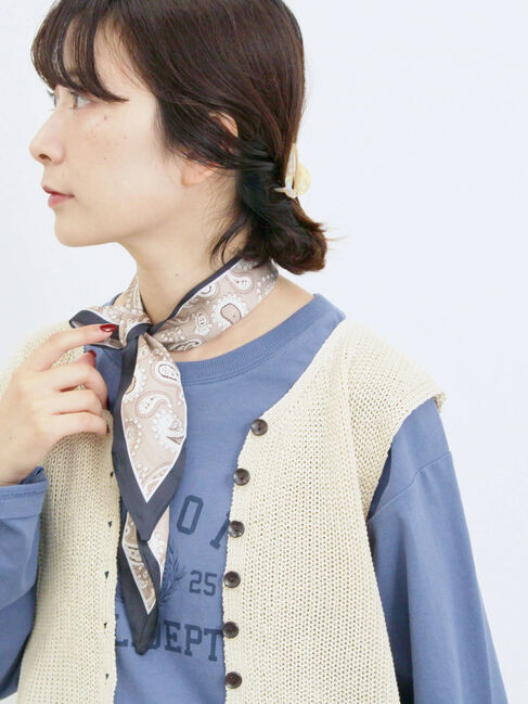 Samansa Mos2 blue「バンダナ付きニットベスト」|ニット・セーター|