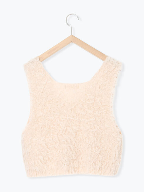 Samansa Mos2 blue「ふわふわショート丈ニットベスト」|ニット・セーター|