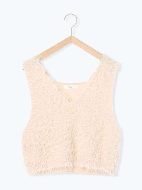 Samansa Mos2 blue「ふわふわショート丈ニットベスト」|ニット・セーター|