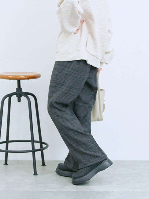 Samansa Mos2 blue「カチオン染めチェックパンツ」|その他|