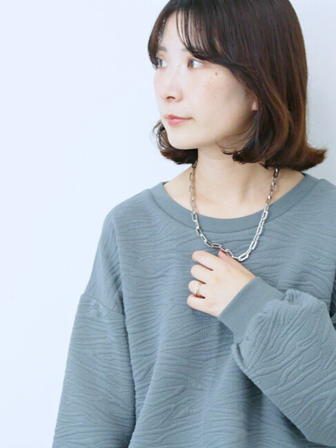 Samansa Mos2 blue「ジャガードダンボールプルオーバー」|Tシャツ・カットソー|