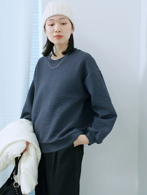 Samansa Mos2 blue「ジャガードダンボールプルオーバー」|Tシャツ・カットソー|