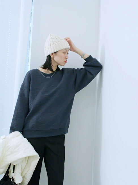 Samansa Mos2 blue「ジャガードダンボールプルオーバー」|Tシャツ・カットソー|