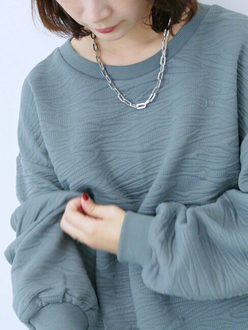 Samansa Mos2 blue「ジャガードダンボールプルオーバー」|Tシャツ・カットソー|