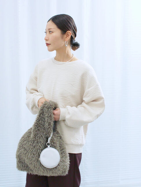 Samansa Mos2 blue「ジャガードダンボールプルオーバー」|Tシャツ・カットソー|