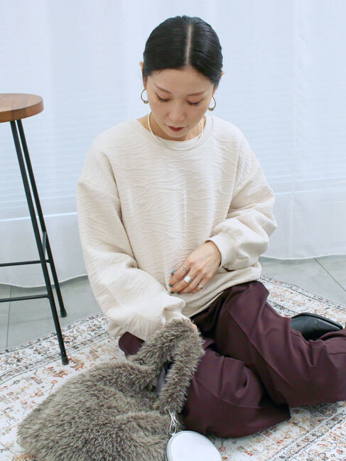 Samansa Mos2 blue「ジャガードダンボールプルオーバー」|Tシャツ・カットソー|