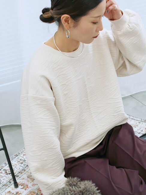 Samansa Mos2 blue「ジャガードダンボールプルオーバー」|Tシャツ・カットソー|